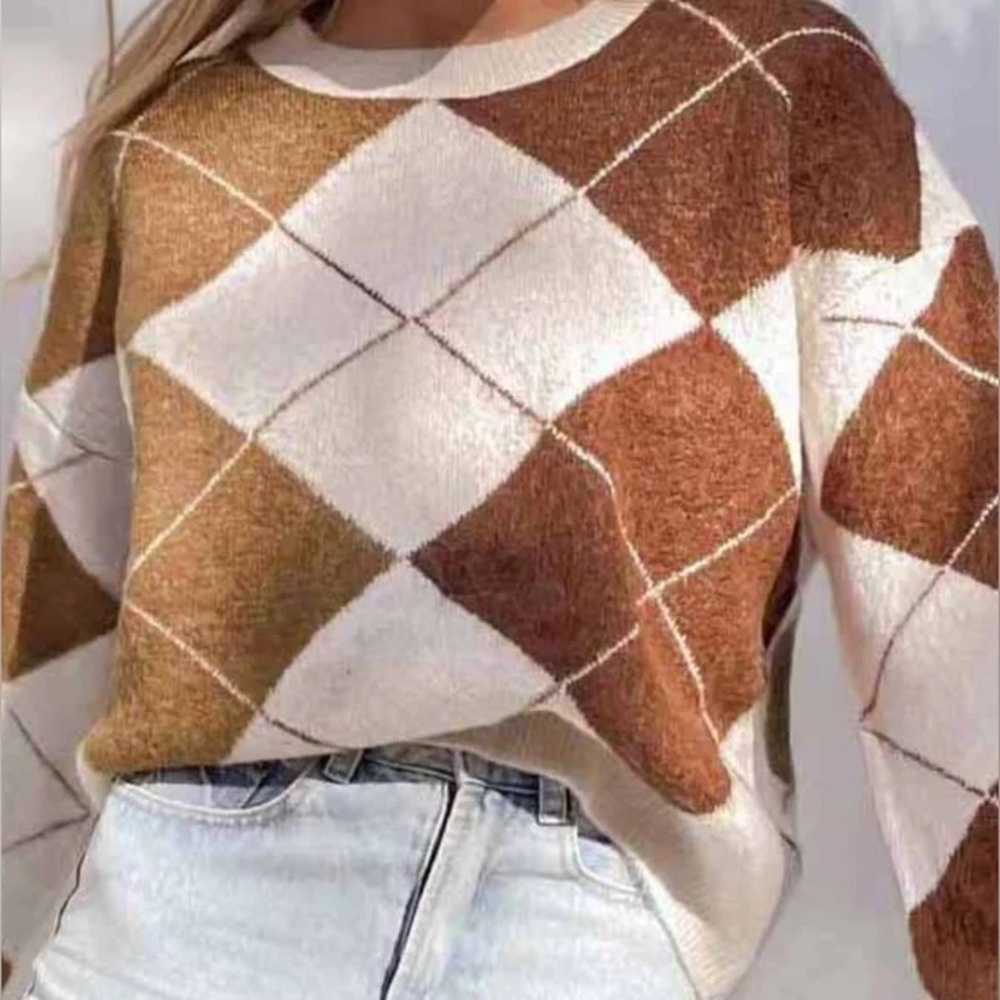 Argyle Cozy Knit Sweater NWT🩷